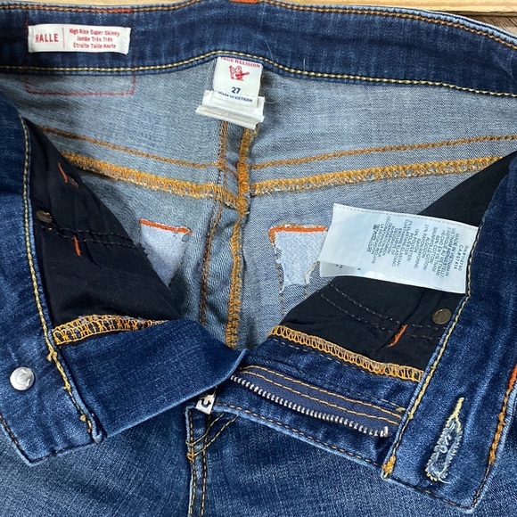 NWOT TRUE RELIGION HALLIE HIGH RISE SUPER SKINNY SZ 27 - Picture 13 of 15